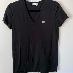 LACOSTE black v neck t shirt, size 38 (M)